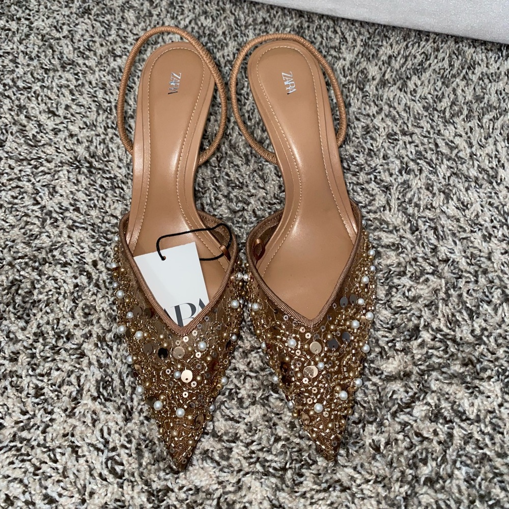 Zara Gold Embellished Women's Shoes